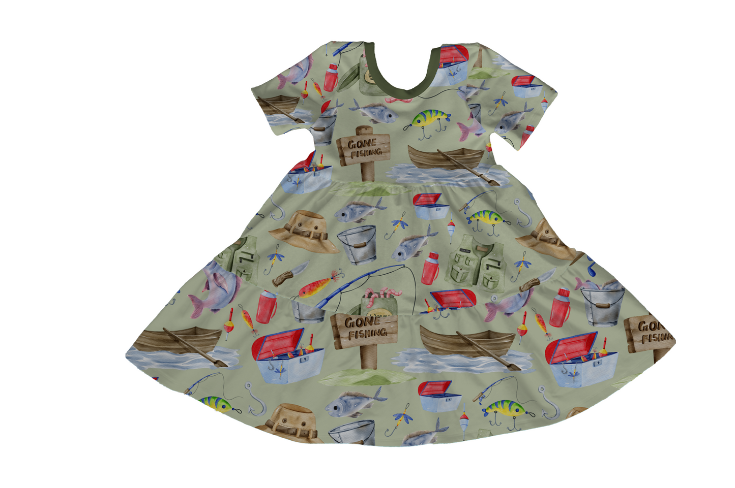 Gone Fishing Tiered Twirl Dress